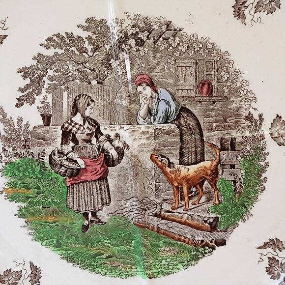 SPODE COPELAND SPODE'S BYRON SANDWICH PLATE IRONSTONE PLATTER BROWN +WHITE GUC - Picture 2 of 9